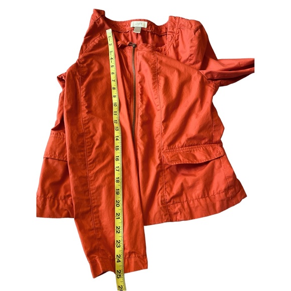 Ann Taylor LOFT Peplum Jacket Coral Red Orange Lightweight Unlined Zip sz M - Picture 11 of 11